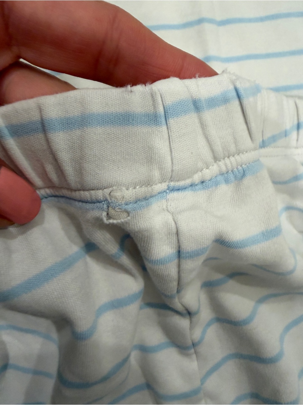 Lake Blue-Trim White Striped Pajama Set Medium - Picture 6 of 11